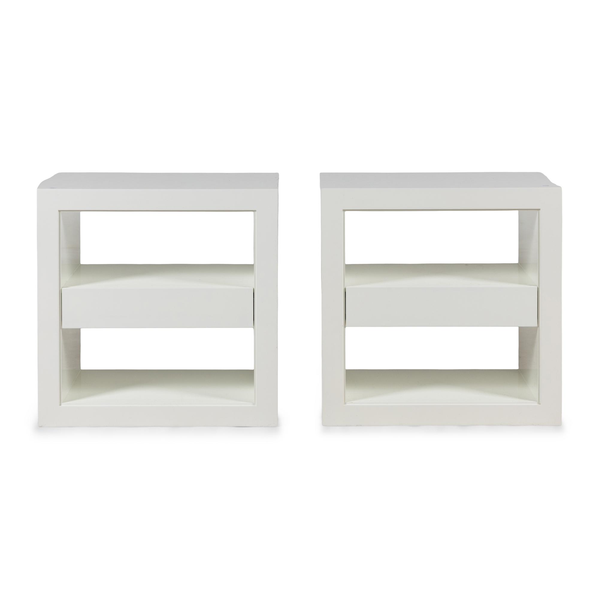 A Pair of Contemporary White Side Tables