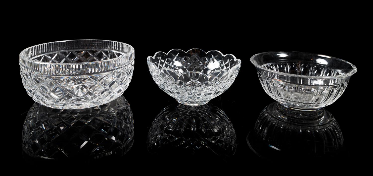 Waterford, a group of three crystal bowls