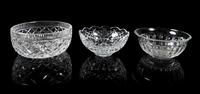Waterford, a group of three crystal bowls