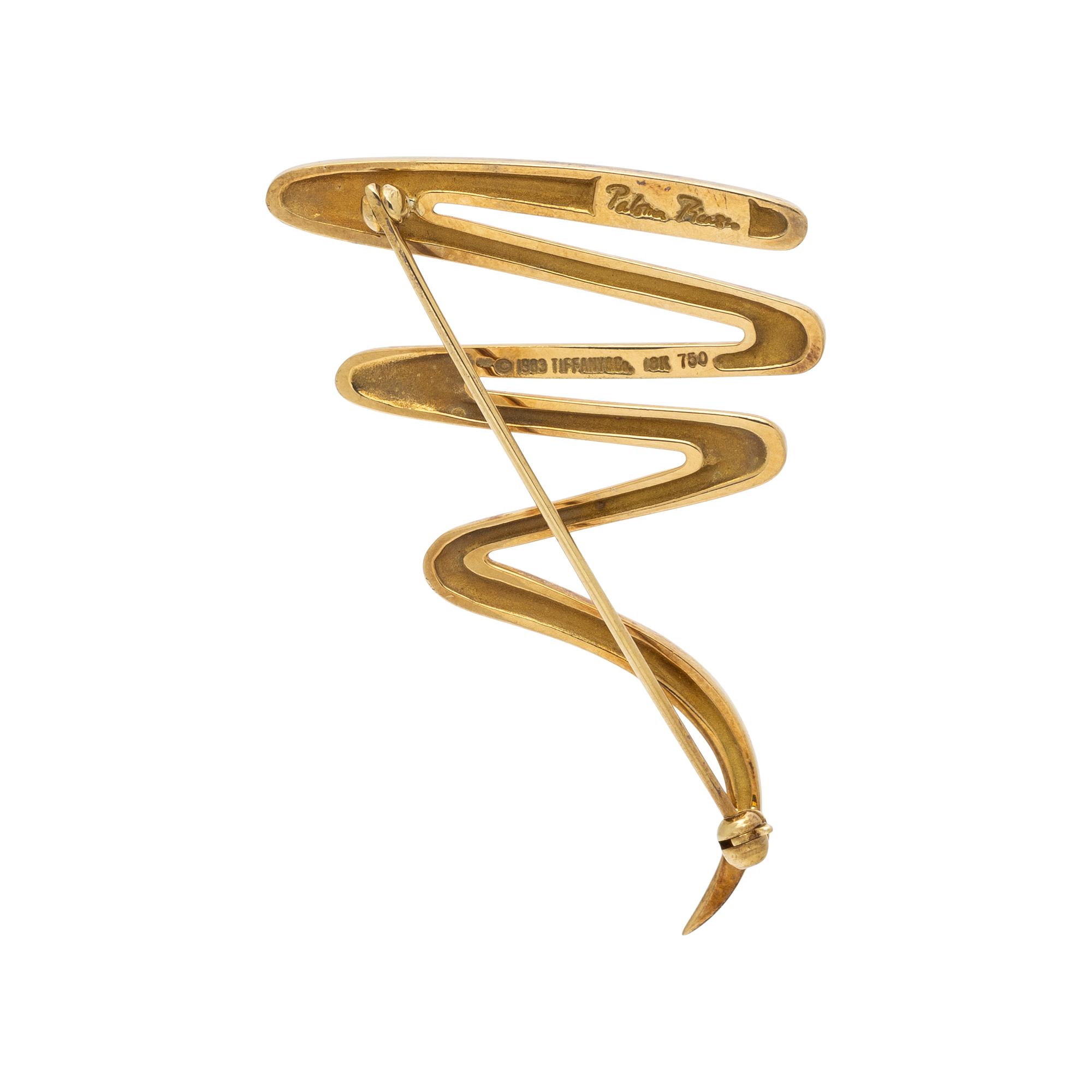 TIFFANY & CO., PALOMA PICASSO, YELLOW GOLD 'SCRIBBLE' BROOCH