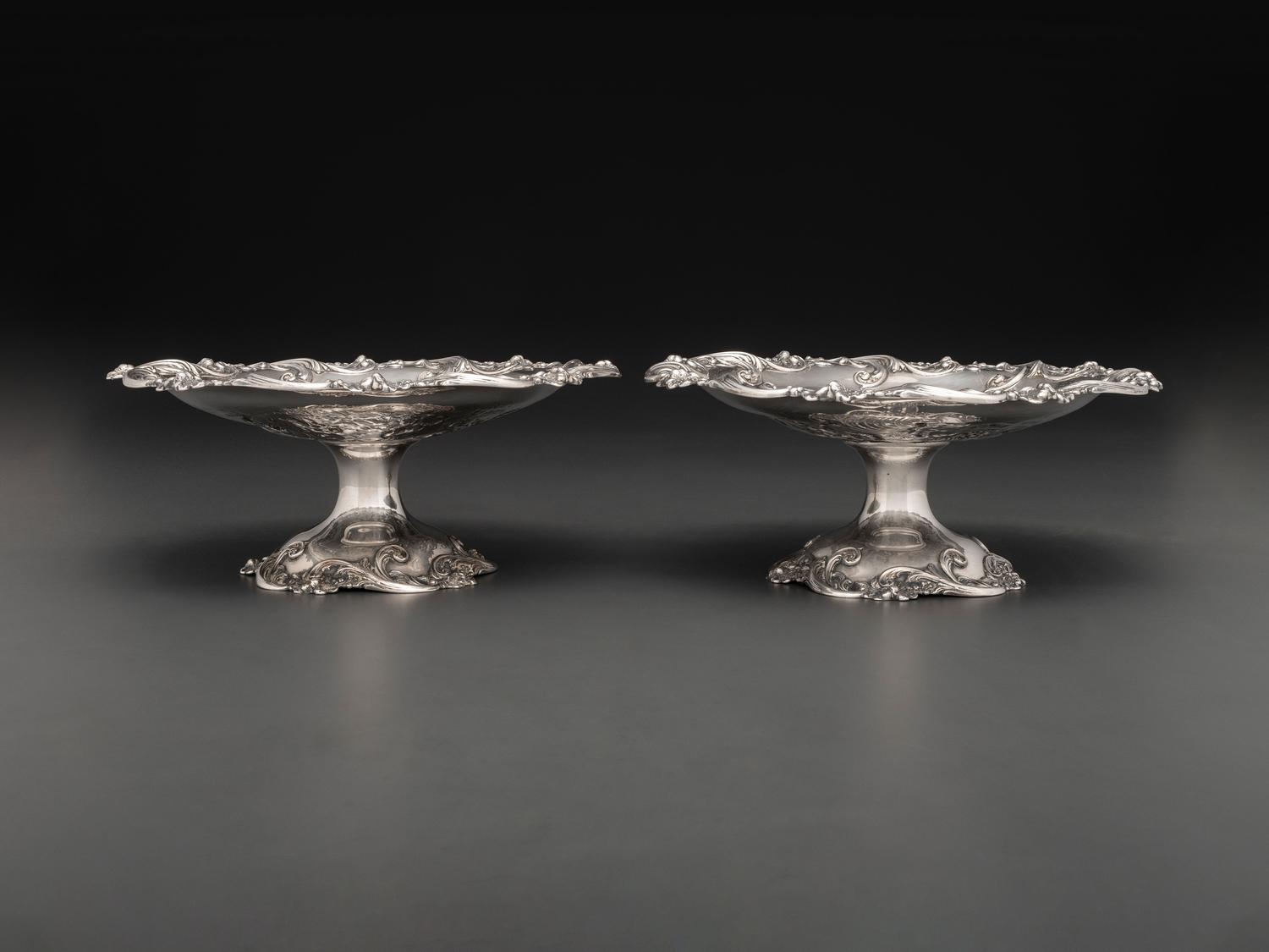 A Pair of American Silver Repousse Tazze