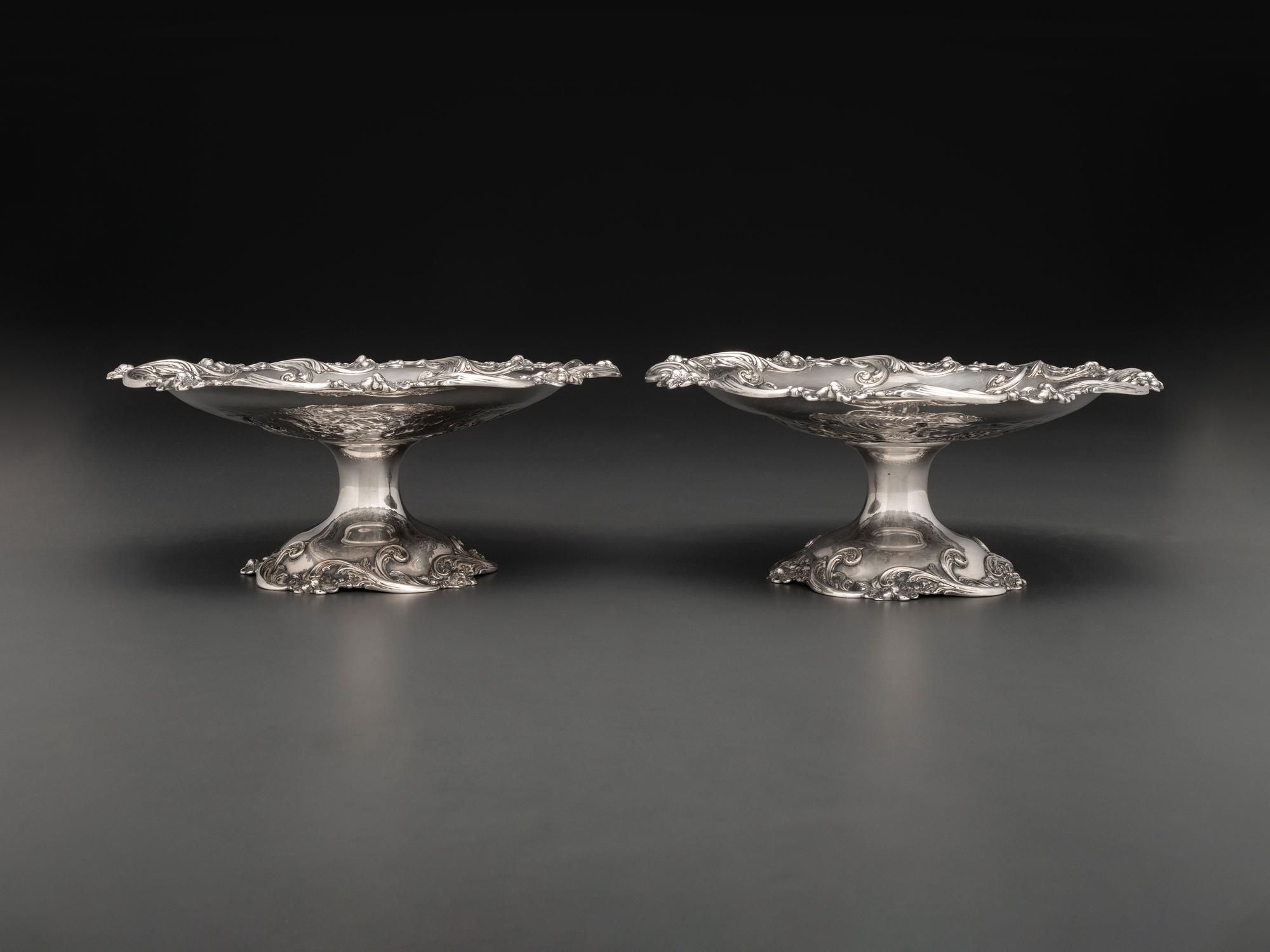 A Pair of American Silver Repousse Tazze