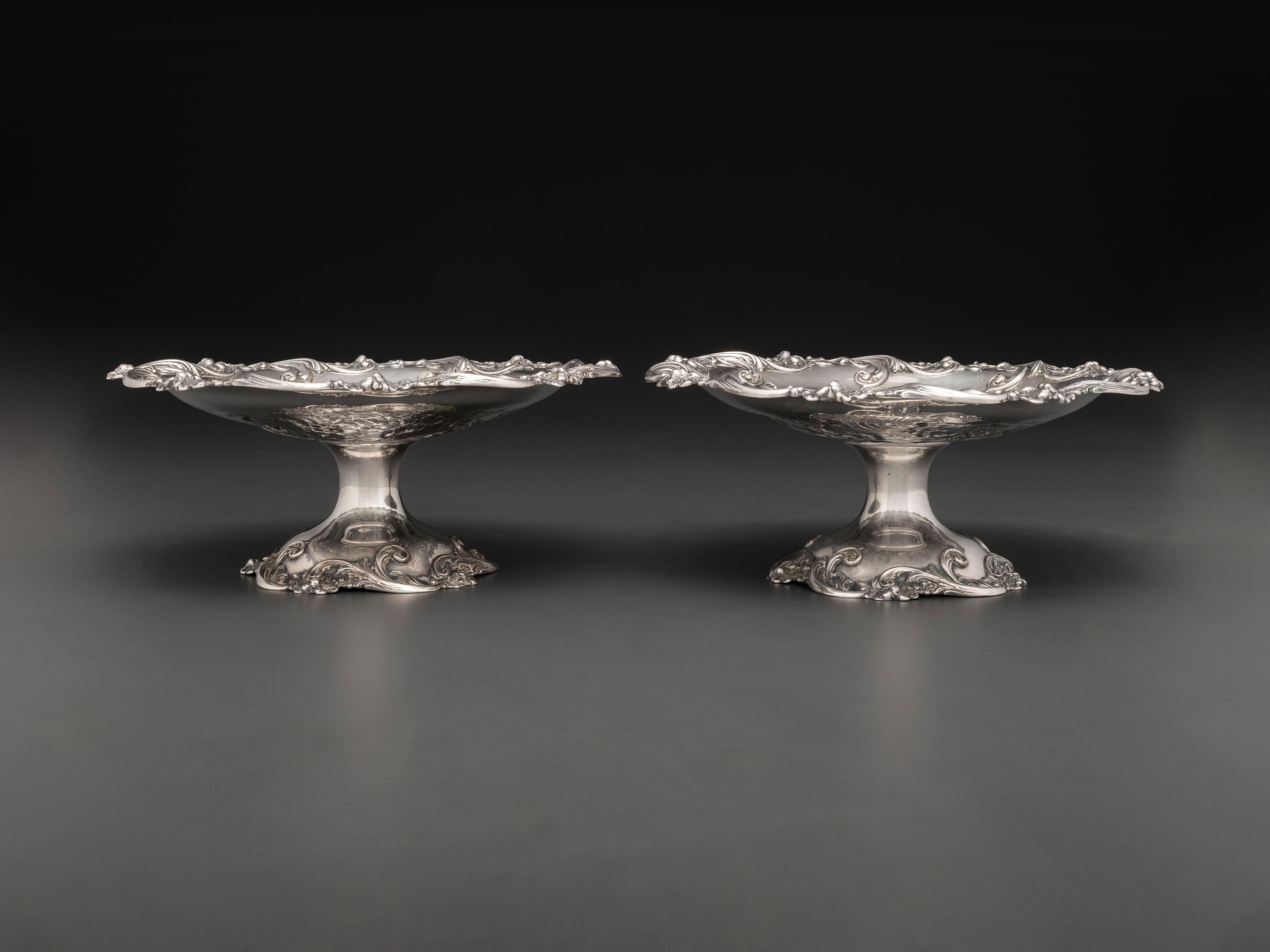 A Pair of American Silver Repousse Tazze