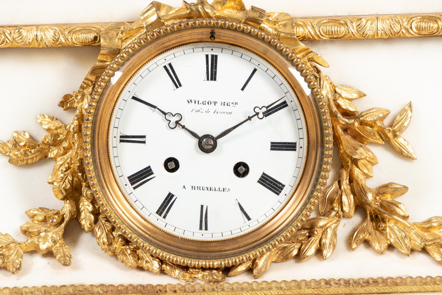 A French Gilt and Patinated Bronze Mounted Marble Mantel Clock