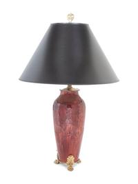 An English Red-Glazed Pottery Vase Mounted as a Lamp