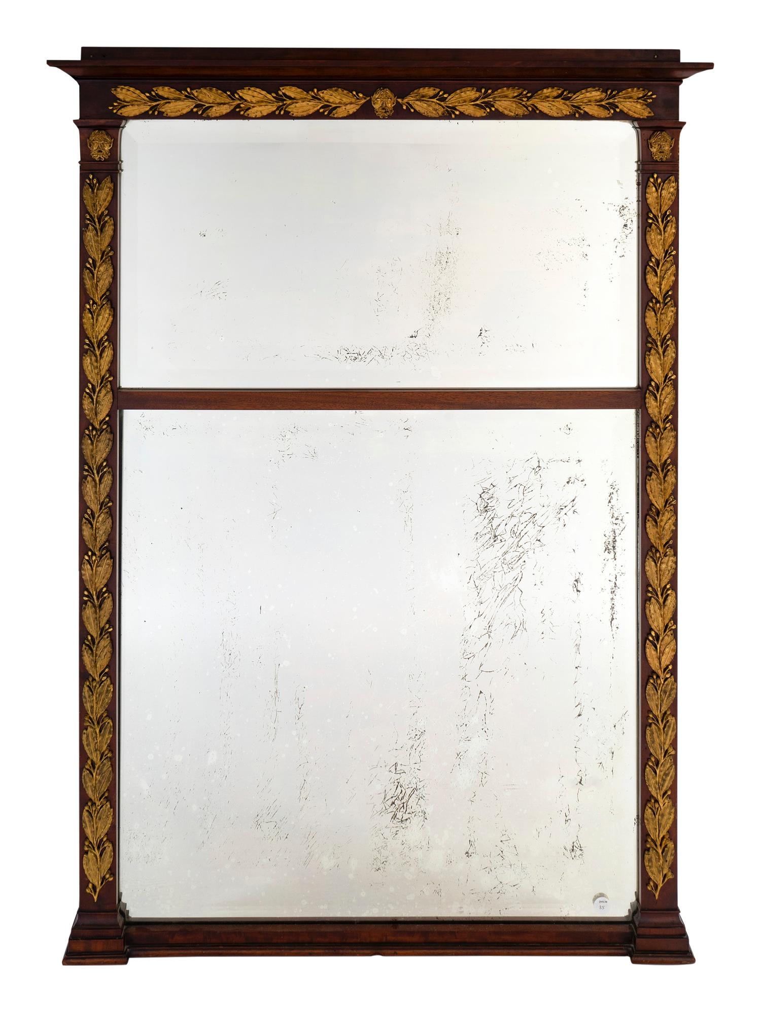 A Neoclassical Style Gilt Metal Mounted Mahogany Trumeau-style Mirror — 19TH CENTURY