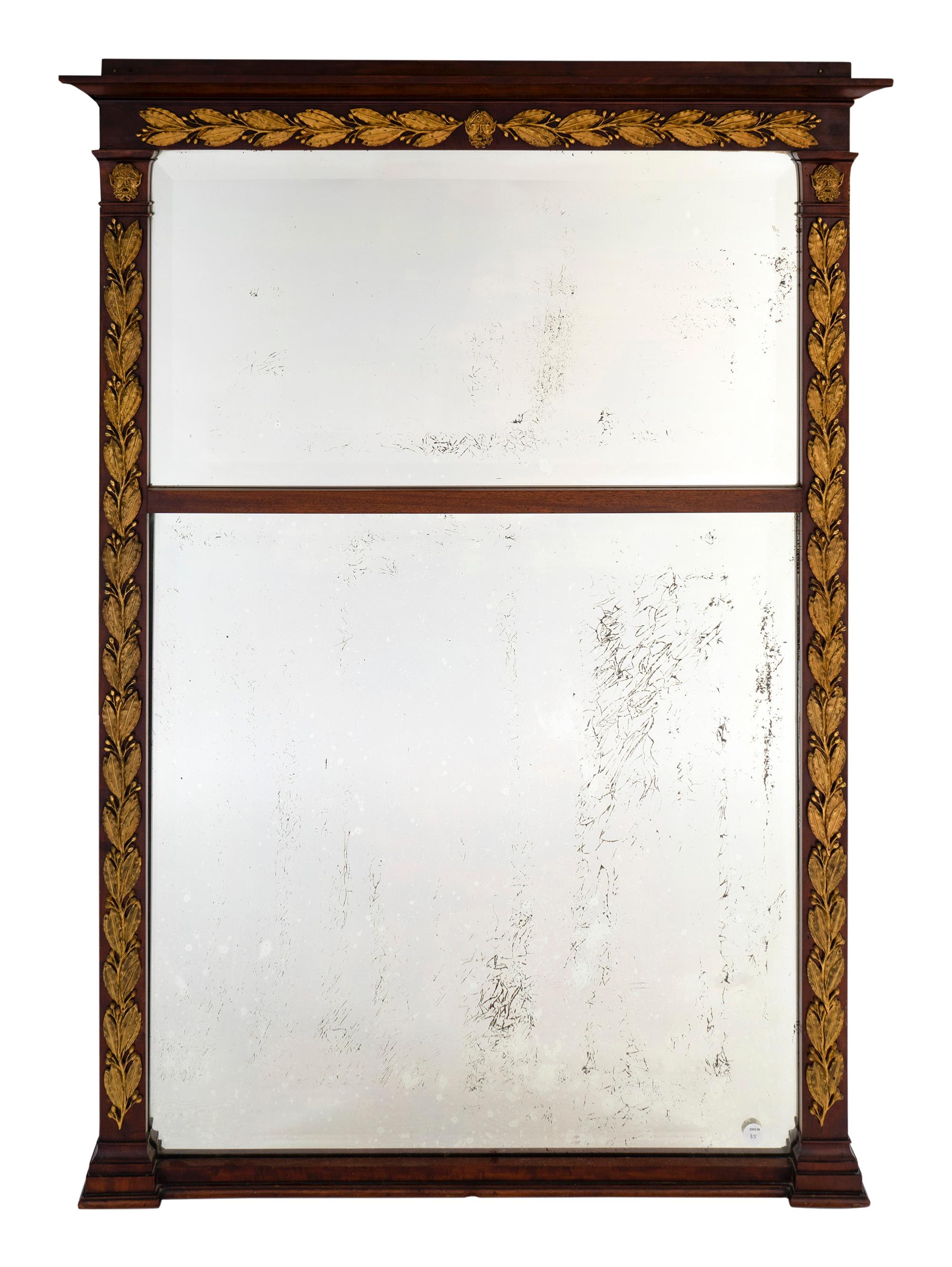 A Neoclassical Style Gilt Metal Mounted Mahogany Trumeau-style Mirror — 19TH CENTURY