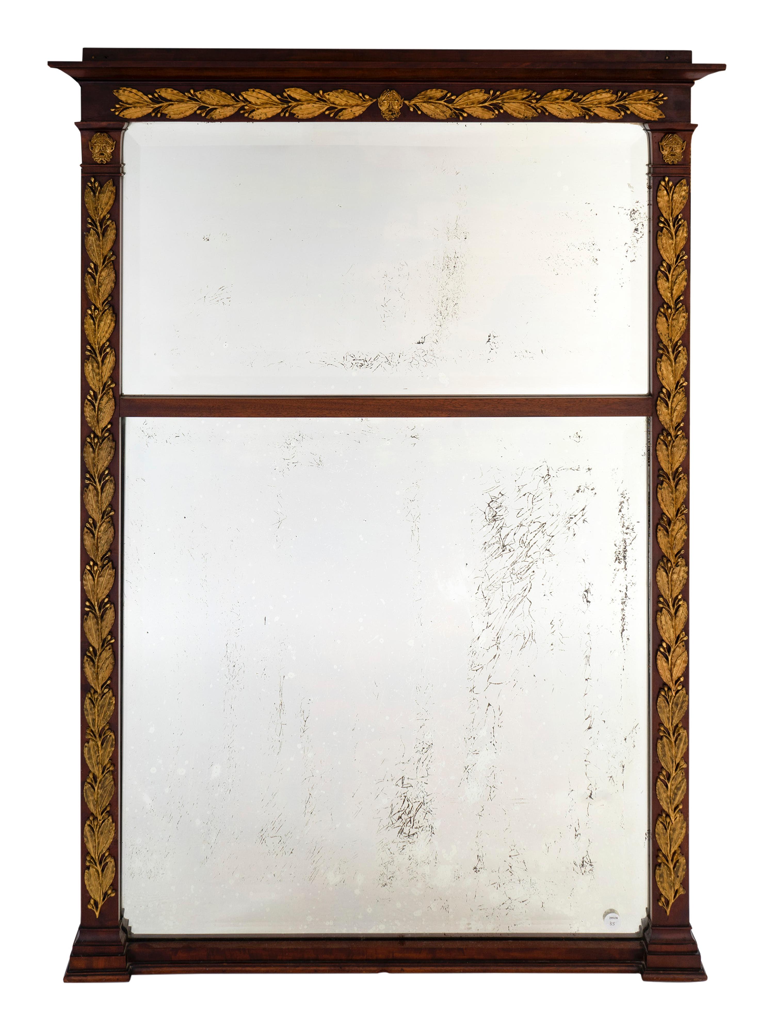 A Neoclassical Style Gilt Metal Mounted Mahogany Trumeau-style Mirror — 19TH CENTURY