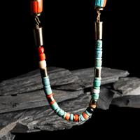 Victor Beck, Attributed (Diné, 1941-2022) — Multi-Strand Coral and Turquoise Necklace, with Yellow Gold Accents