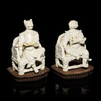 Two Chinese Blanc de Chine Porcelain Zodiac Figures, Early-Mid 20th Century — 近代 德化白瓷生肖兩尊
