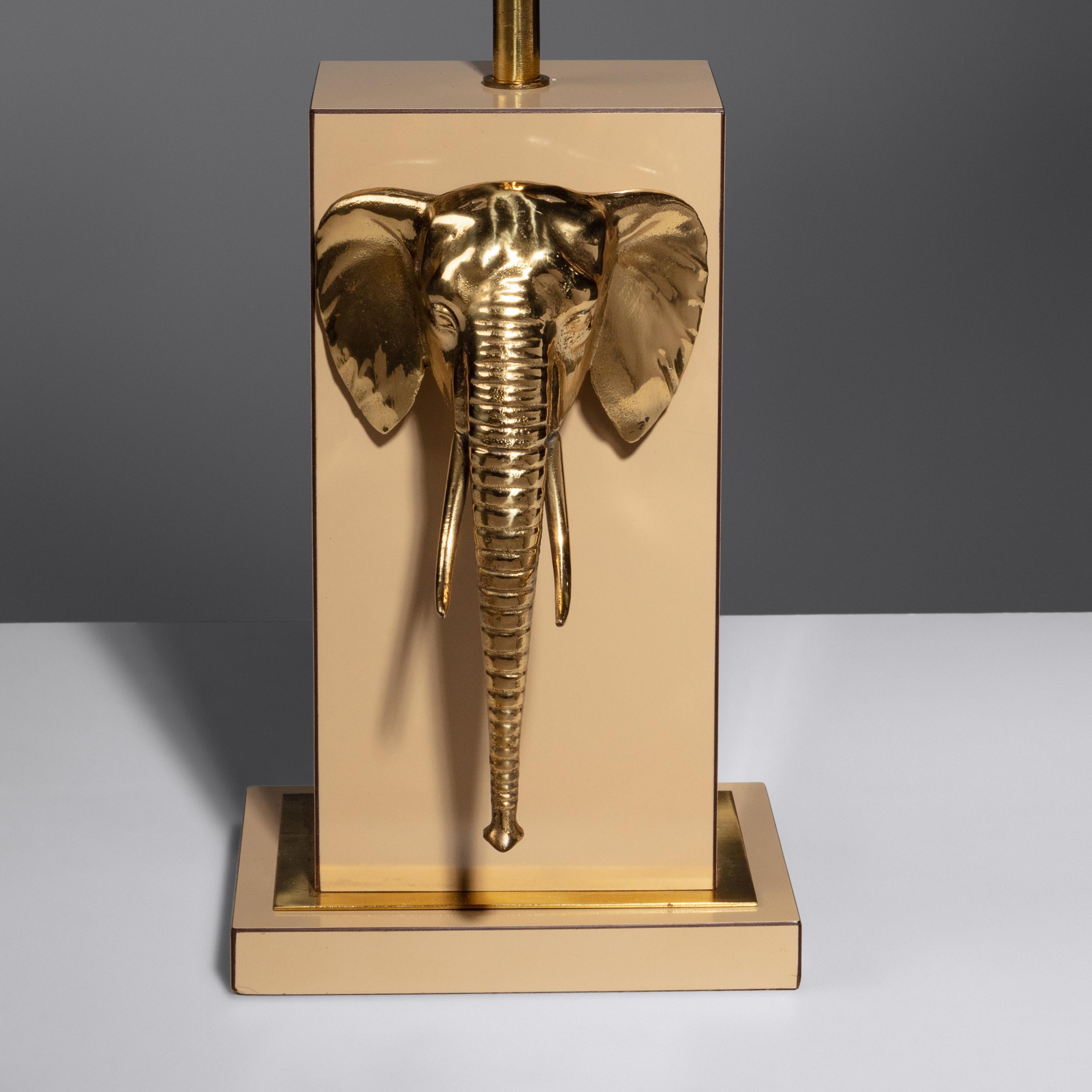 Pair of Table Lamps with Elephant Medallion Lancel, Paris