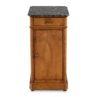 A Continental Figured Walnut Marble-Top Pedestal Cabinet