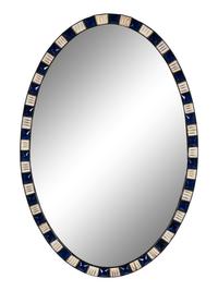 An Irish George III Cobalt and Colorless Cut Glass Oval Mirror