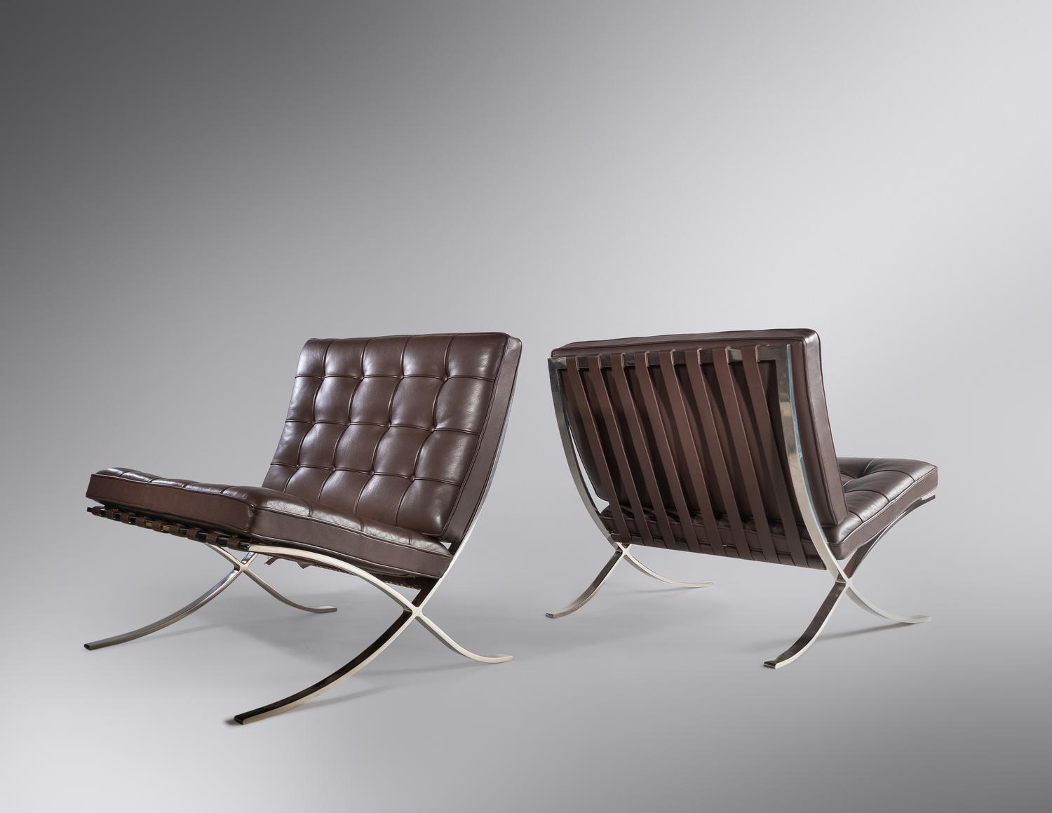 Pair of Barcelona Lounge Chairs Knoll Associates, USA