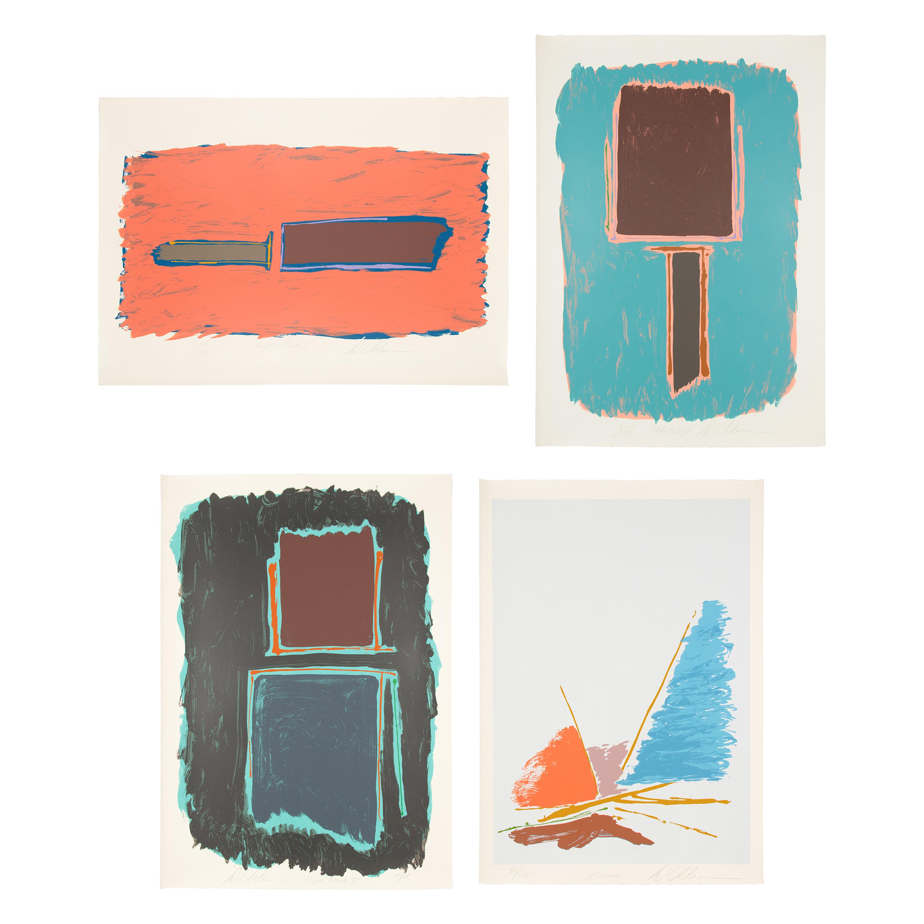 Dan Christensen (American, 1942-2007) — Illinois, Hyde Park I, Hyde Park II, and Hyde Park III (four works)