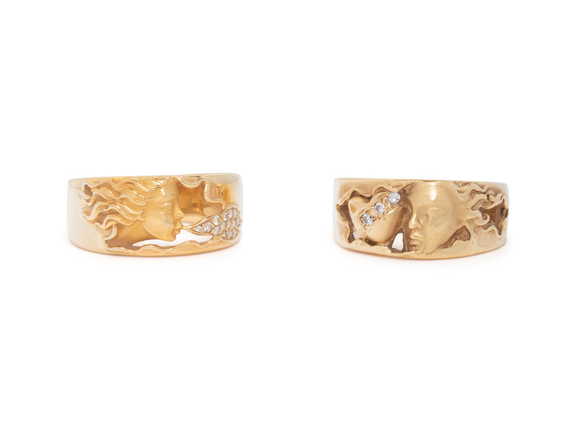 CARRERA Y CARRERA, PAIR OF YELLOW GOLD AND DIAMOND RINGS
