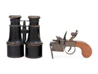A Dunhill Pistol Form Lighter and a Lemaire Binoculars