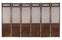 A Chinese Pierce-Carved Hardwood Six-Panel Floor Screen — LATE 18TH/EARLY 19TH CENTURY
