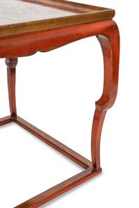 A Pair of Chinese Gilt Decorated Red Lacquer Low Tables
