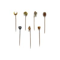 VICTORIAN, COLLECTION OF SEVEN MULTIGEM STICK PINS