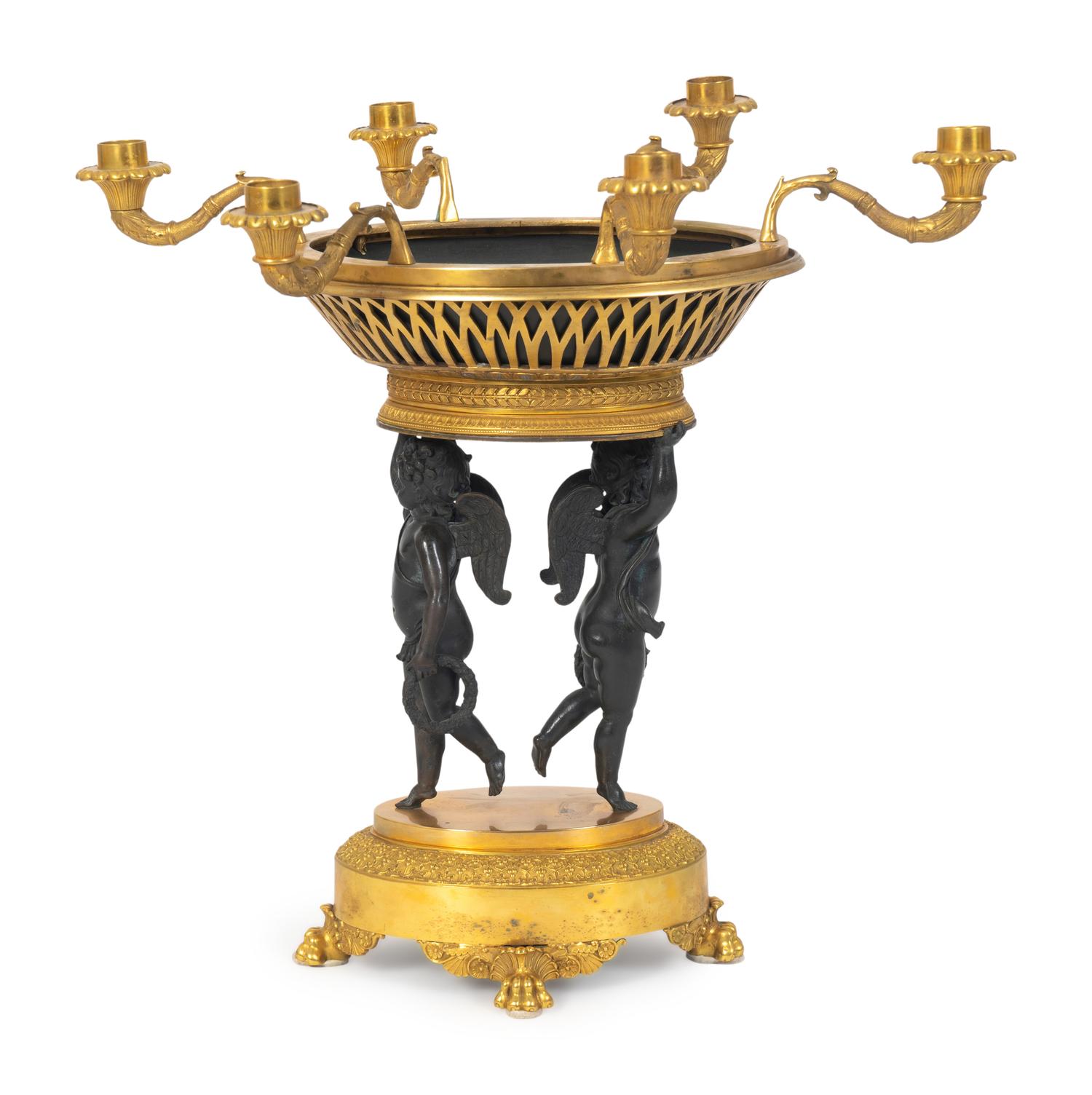A Louis XVI Style Parcel-Gilt and Patinated Bronze Centerpiece — 19TH CENTURY