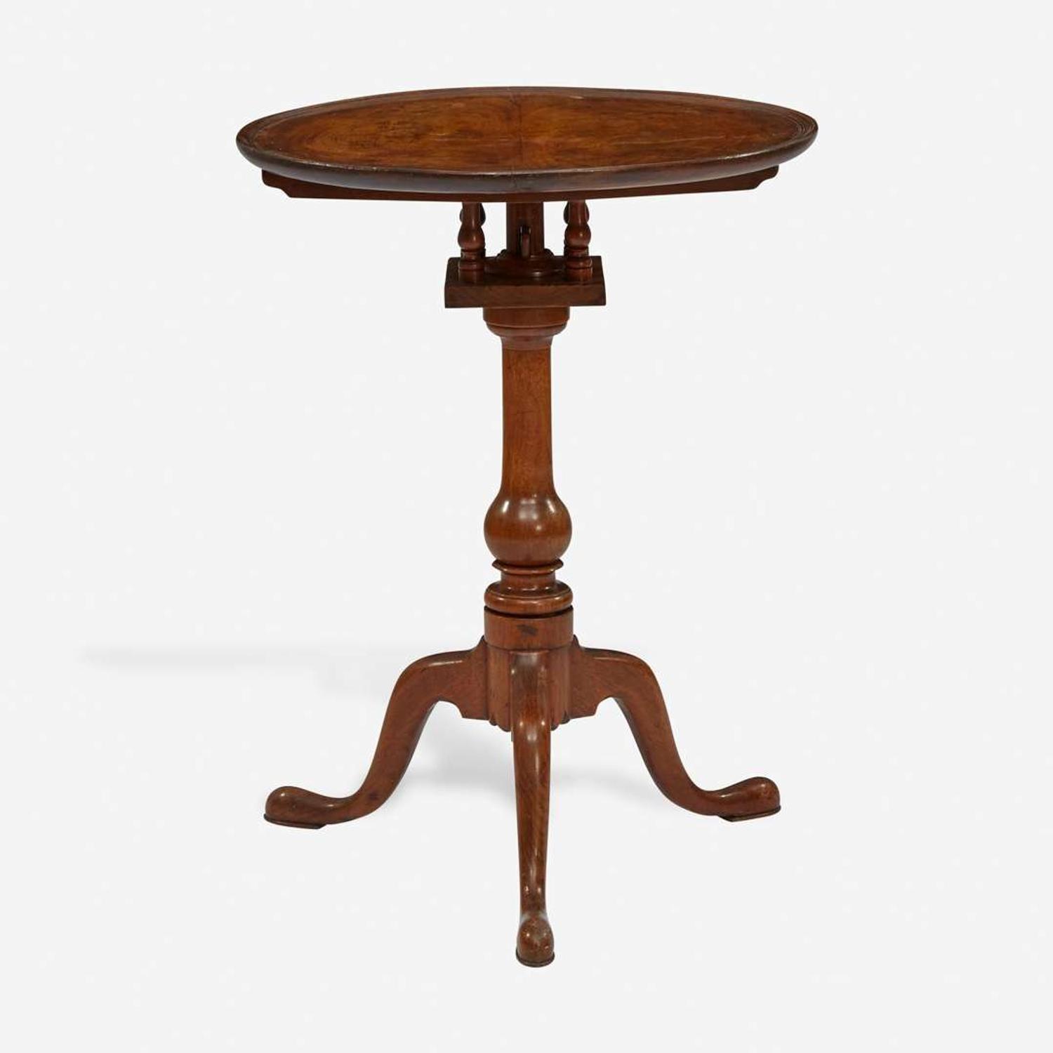A Queen Anne carved walnut tilt-top candlestand Pennsylvania, circa 1760