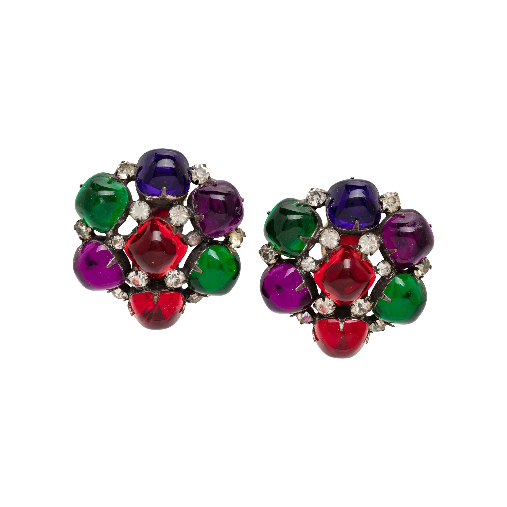 Kenneth Jay Lane, Pâte de Verre Ear Clips