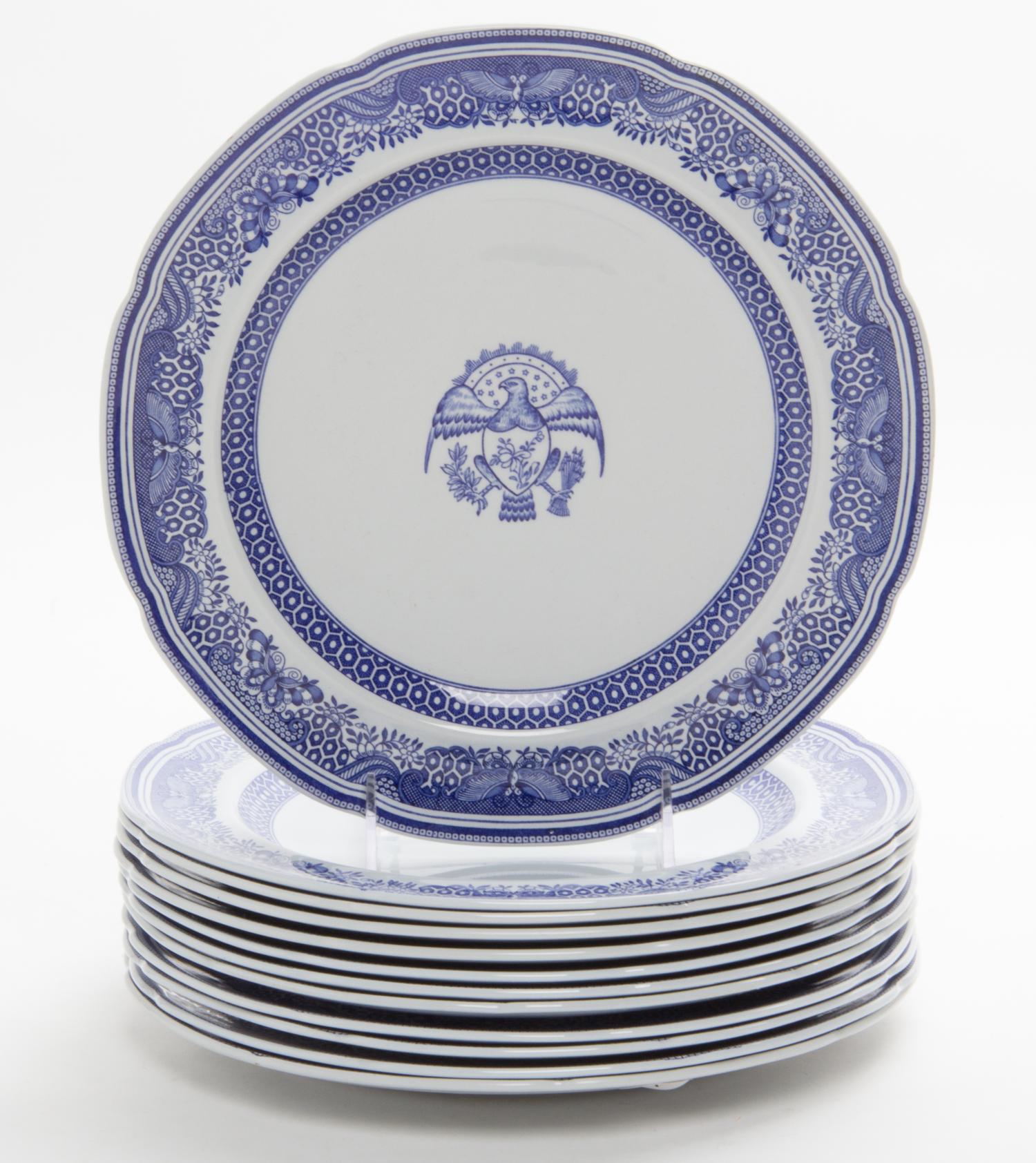 A Set of Twelve Copeland Spode Dinner Plates Diameter 10 1/4 inches.