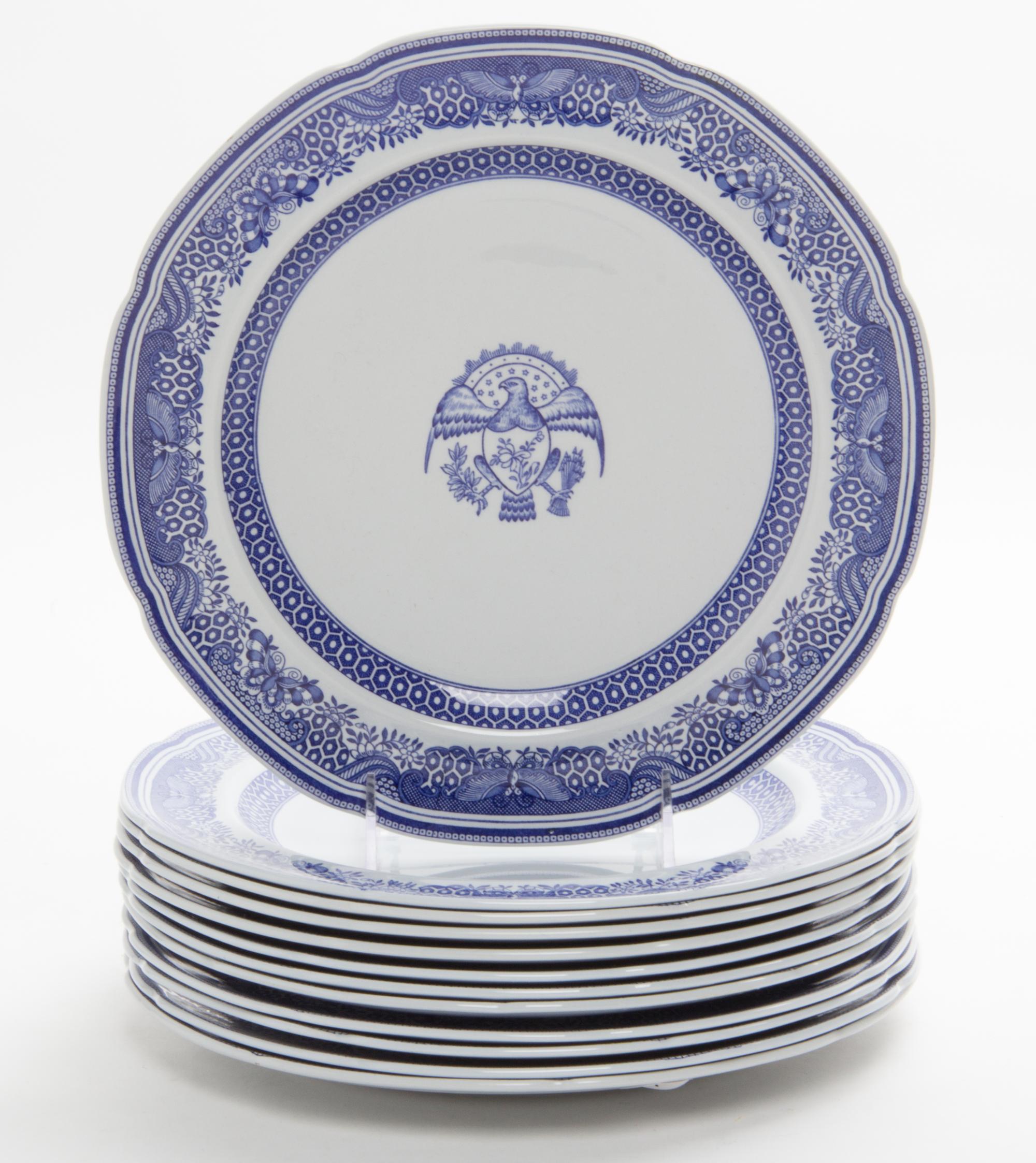 A Set of Twelve Copeland Spode Dinner Plates Diameter 10 1/4 inches.