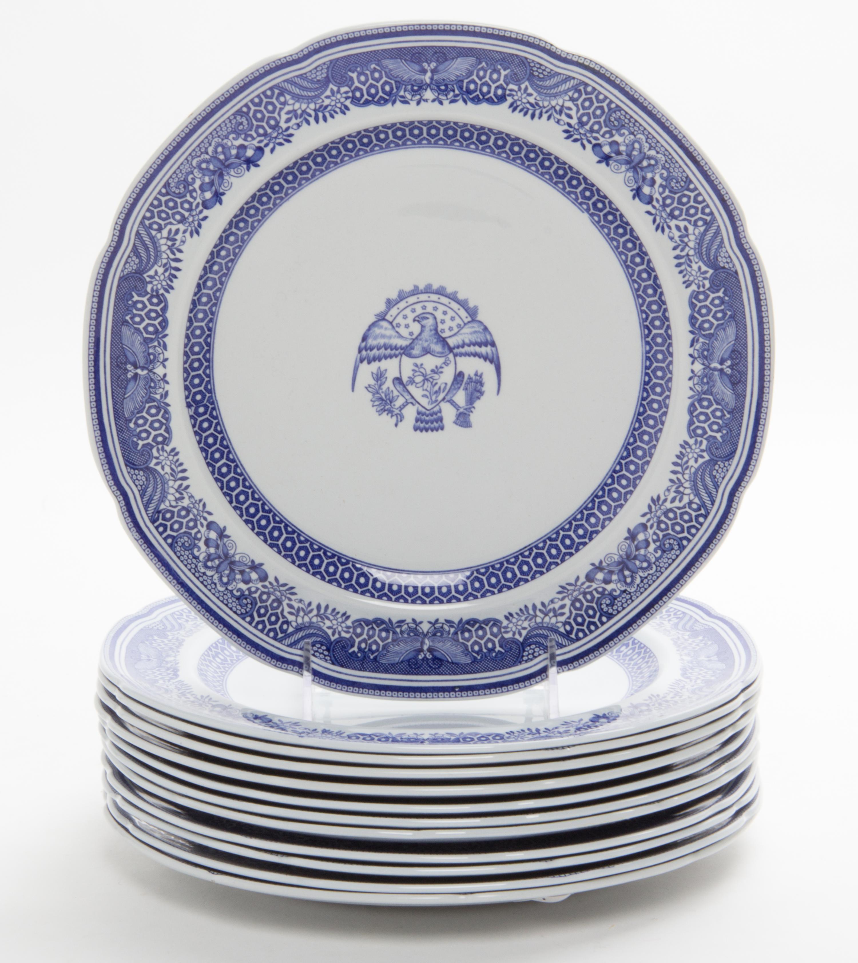 A Set of Twelve Copeland Spode Dinner Plates Diameter 10 1/4 inches.