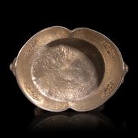 A Chinese or Southeast Asian Silver Alloy Navette-Form Reticulated Footed Bowl — 東南亞銀合金鏨花碗