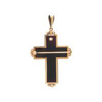 VICTORIAN, ONYX CAMEO AND DIAMOND CROSS PENDANT/BROOCH