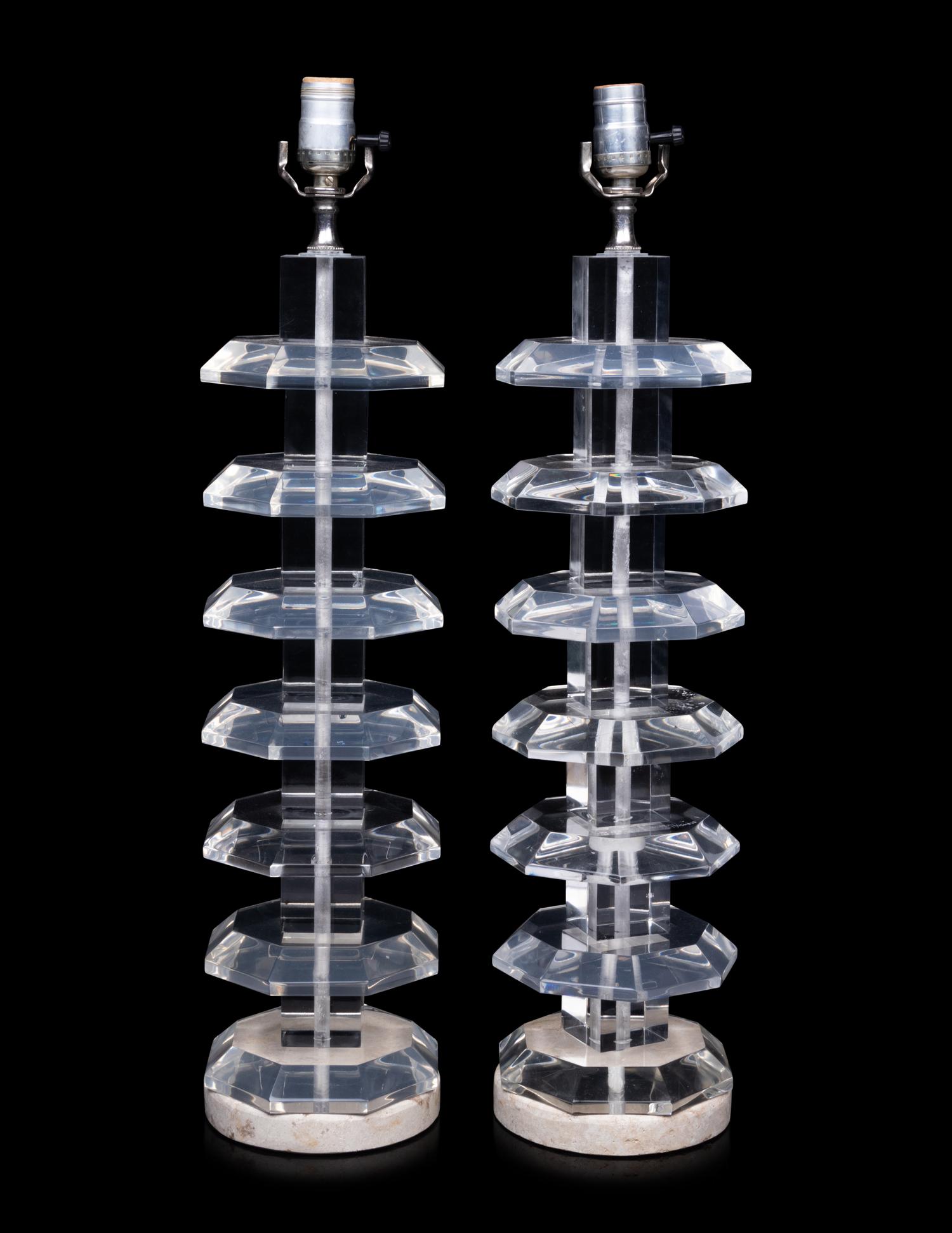A Pair of Contemporary Acrylic Table Lamps