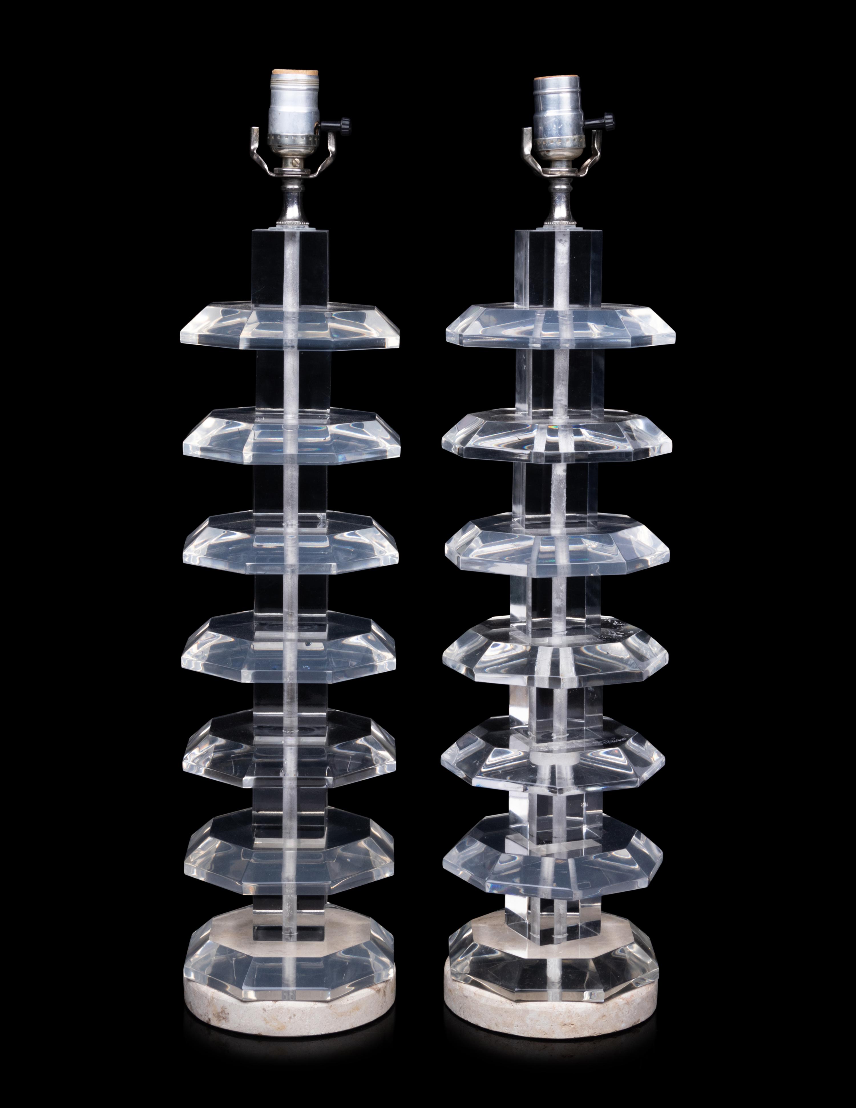 A Pair of Contemporary Acrylic Table Lamps