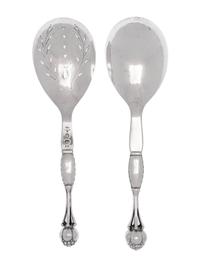 Two Georg Jensen Ornamental Silver Serving Spoons