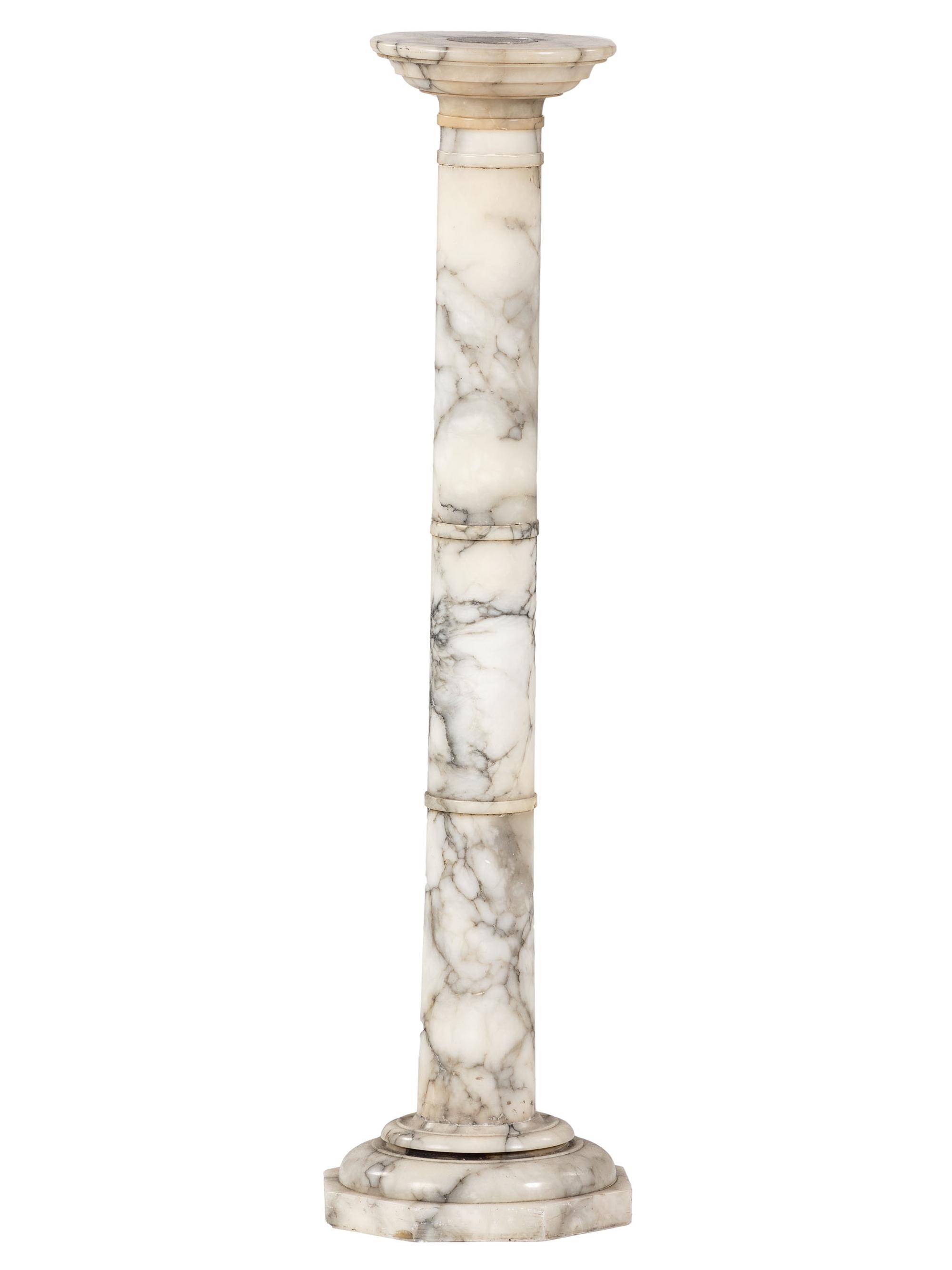 A Neoclassical White and Gray Marble Pedestal