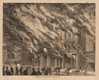 [Chicago Fire]. A group of 10 prints and 2 paintings, showing views of Chicago before and after the Great Fire, including: