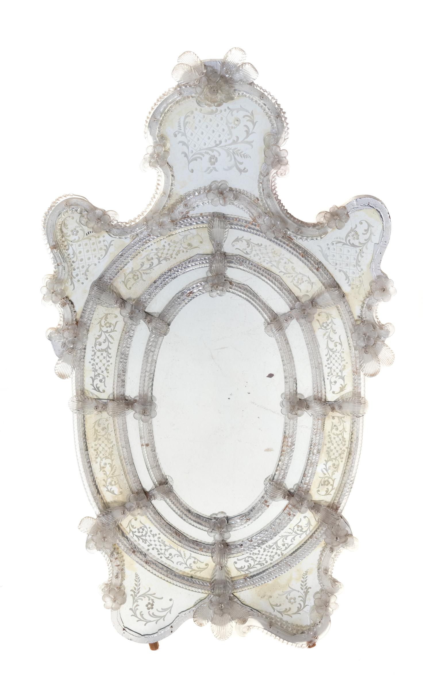 A Venetian Glass Mirror Height 48 inches. — FIRST HALF 20TH CENTURY