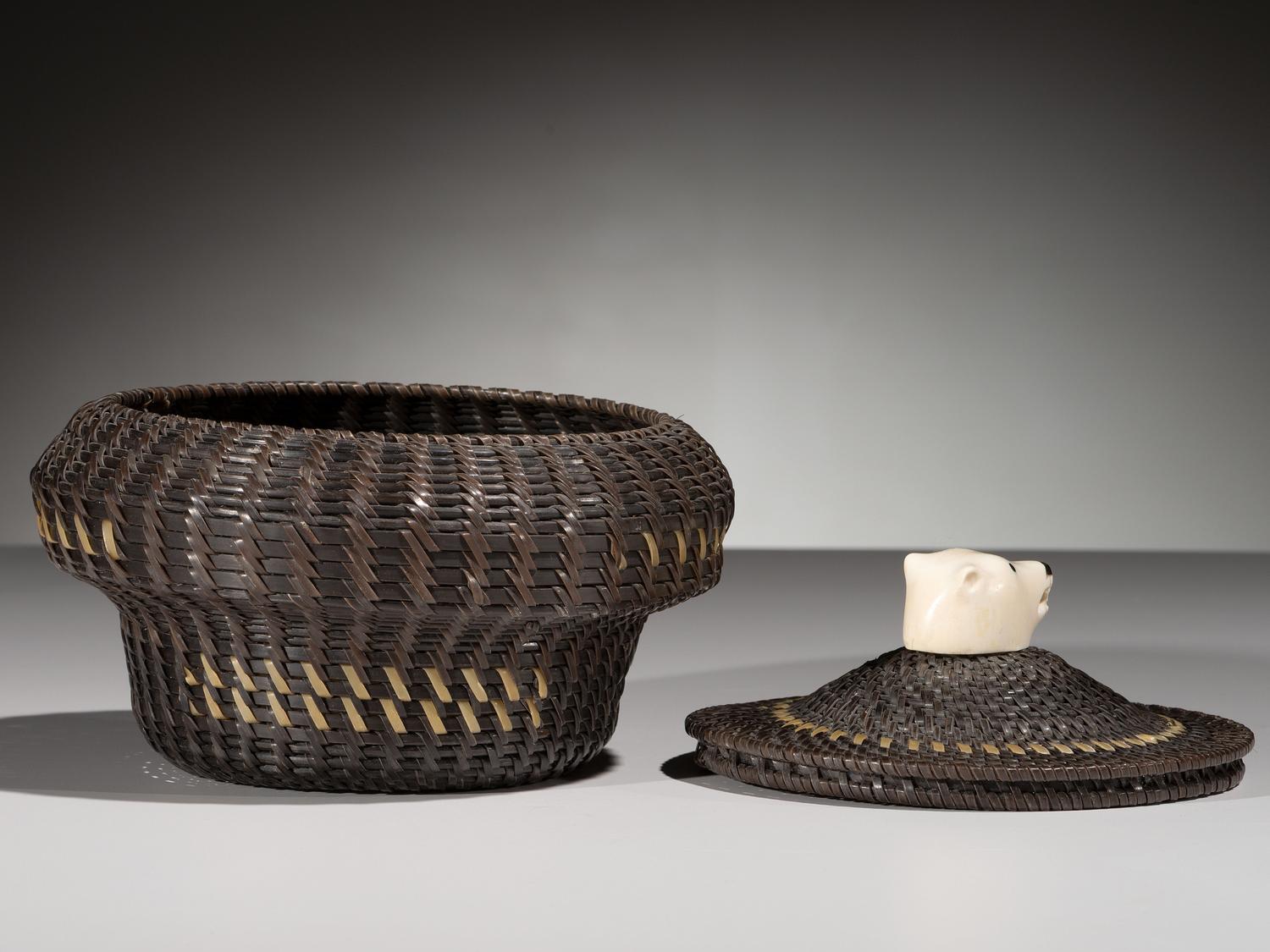 Baleen Basket, with Polar Bear Finial