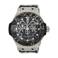 Hublot, 'Big Bang' Limited Edition 'Broderie' 'Sugar Skull' Stainless Steel Watch with Diamonds and Embroidery