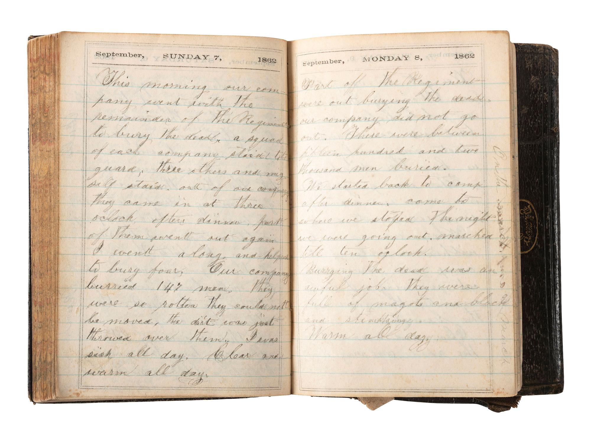 [CIVIL WAR]. Archive of items related to Sgt. James B. Parks, Co. C, 139th Pennsylvania Infantry, mortally wounded and buried at Gettysburg, highlighted by 2 diaries containing Antietam and Fredericksburg content.