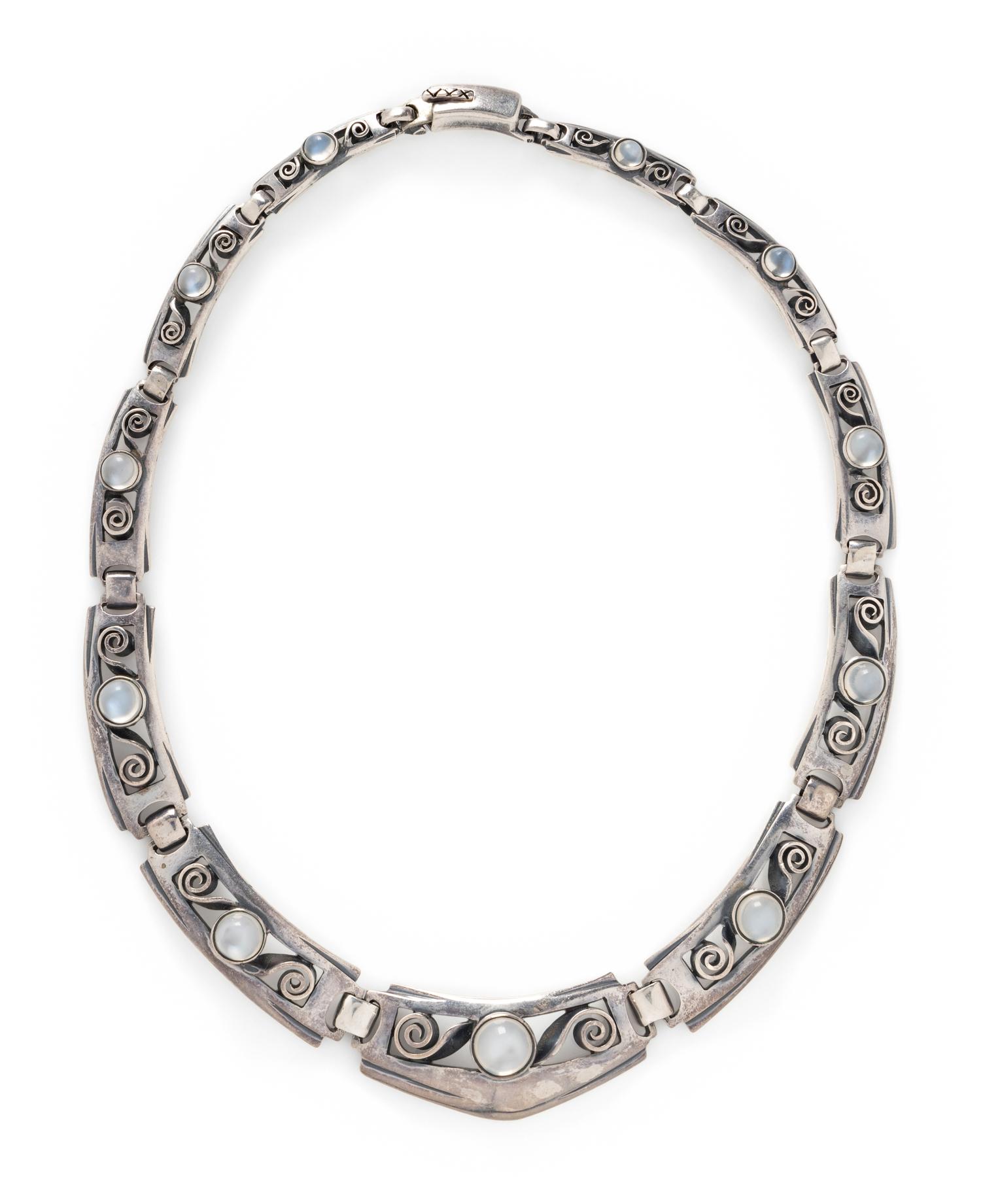KALO, STERLING SILVER AND MOONSTONE DEMI PARURE