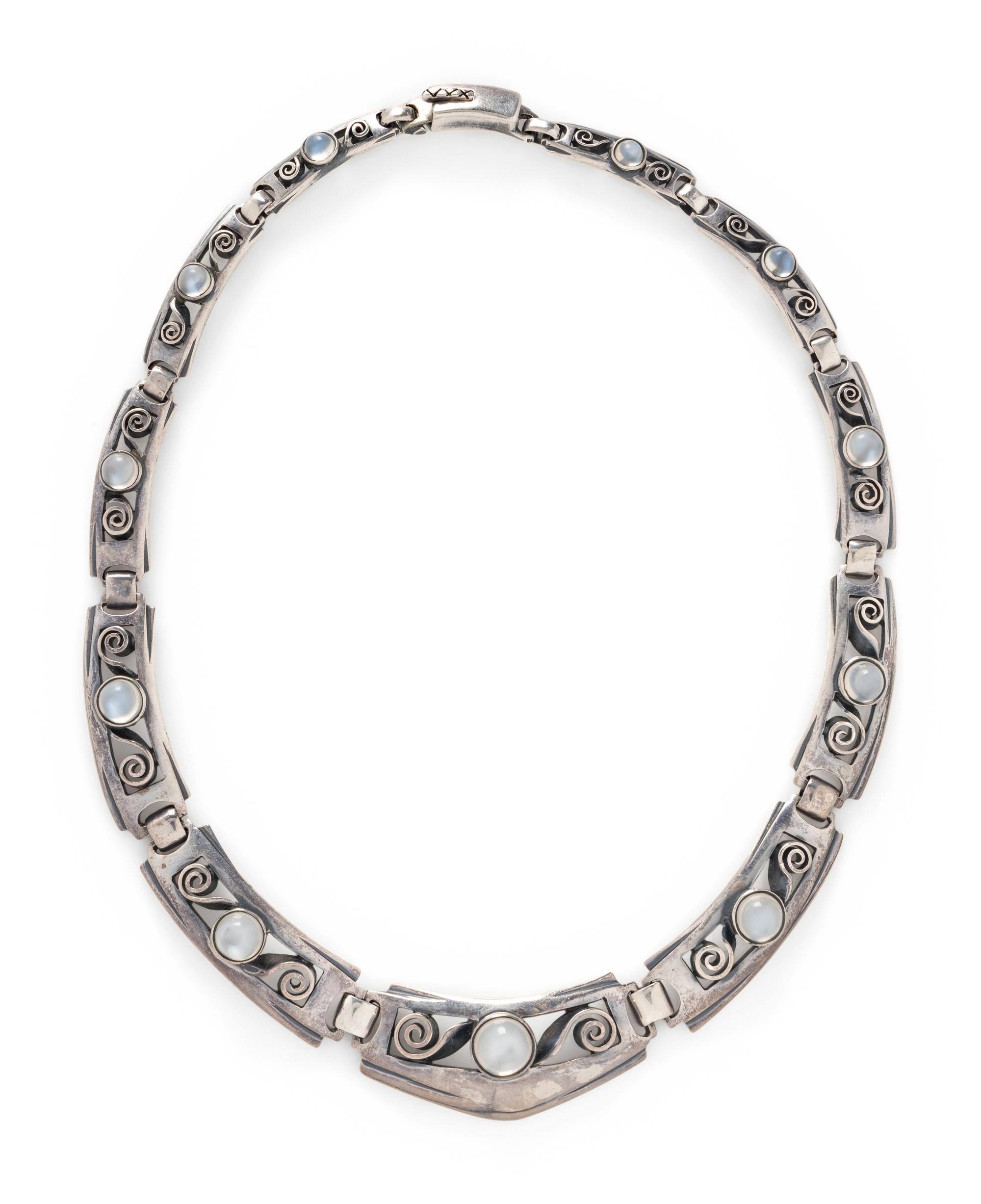 KALO, STERLING SILVER AND MOONSTONE DEMI PARURE