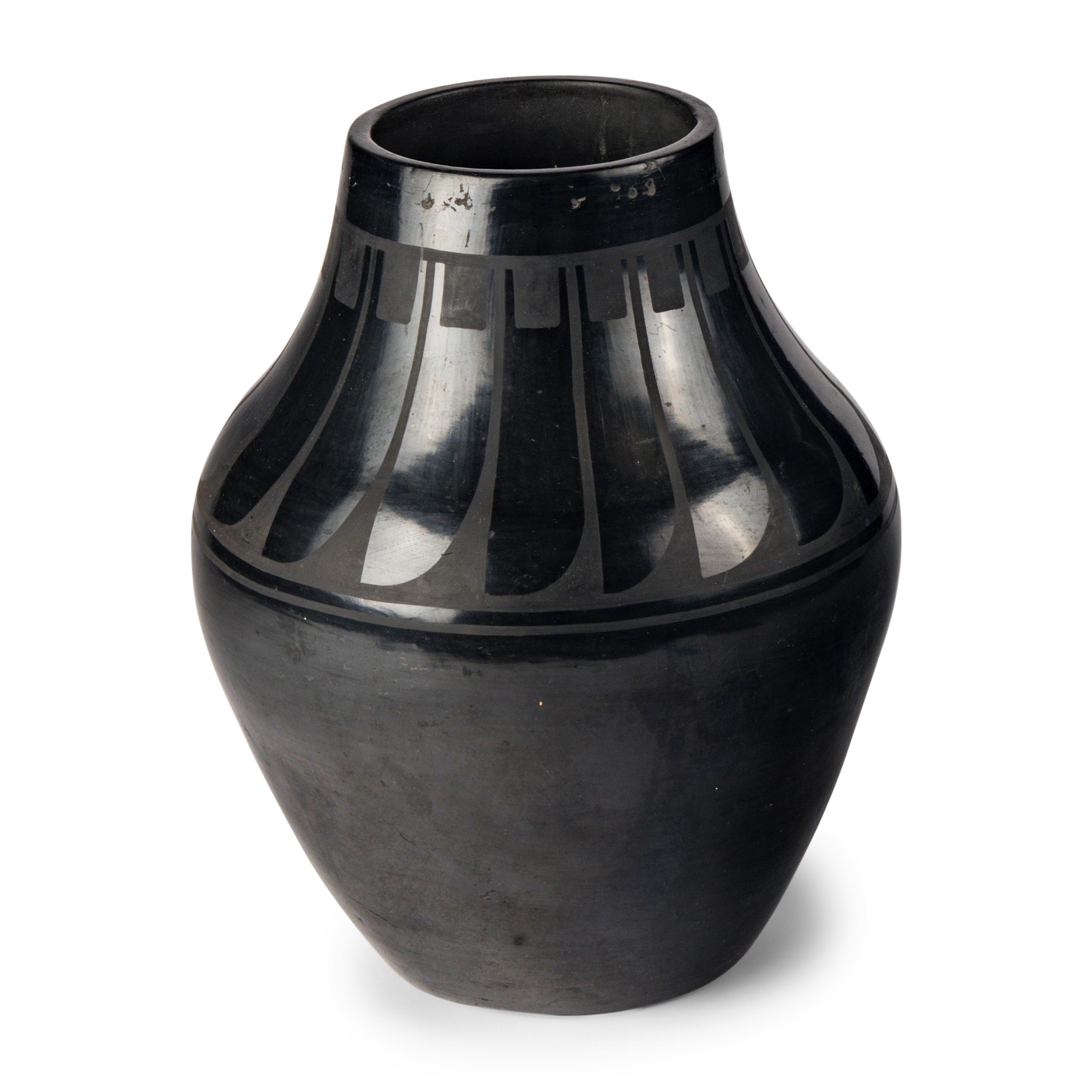 Tonita Roybal (San Ildefonso, 1892-1945) — Blackware Pottery Jar, with Repeating Feathers