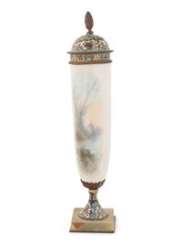 A Sèvres Style Porcelain and Champlevé Vase