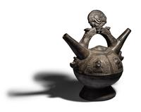 A Sican Blackware Stirrup Vessel
