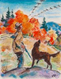 Three Works of Art depicting English Setters Largest: 23 1/2 x 29 1/4 inches.