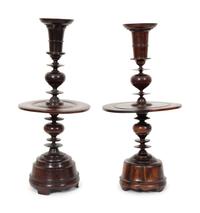 A Pair of Portuguese Colonial Jacaranda Candlesticks