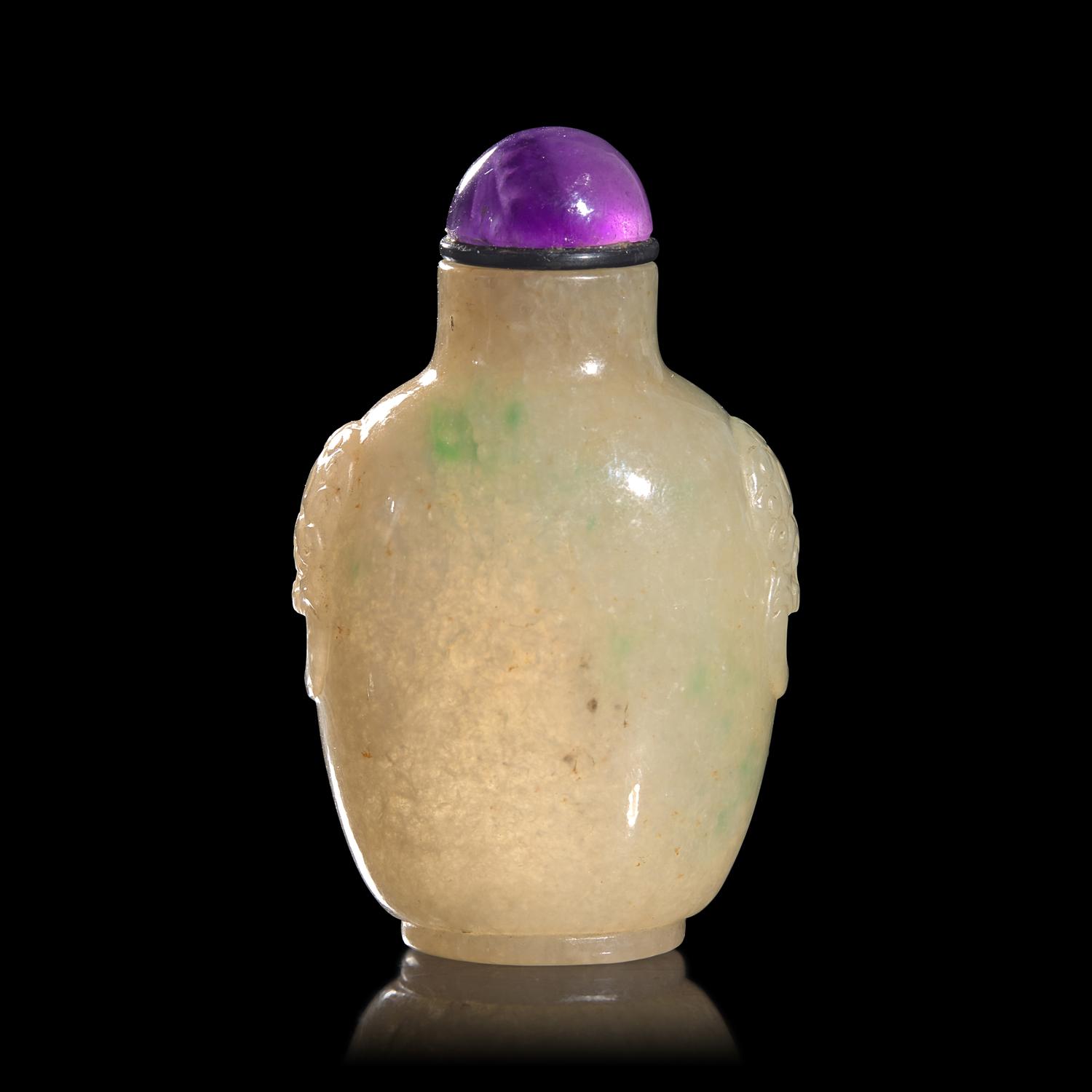 A Chinese Jadeite "Floater" Snuff Bottle, 19th Century