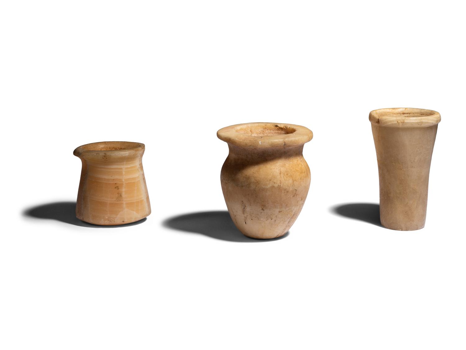 Three Egyptian Alabaster Vessels